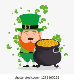 st patrick elf with cauldron and gold coins