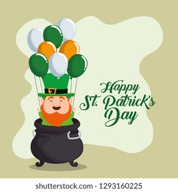 st patrick elf inside cauldron with balloons decoration