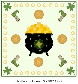 St Patrick Festival Pattern wallpaper and Background. Vector Illustration Digital file download for print, printable, wallpaper, background, craft, decoration, textile and many projects.