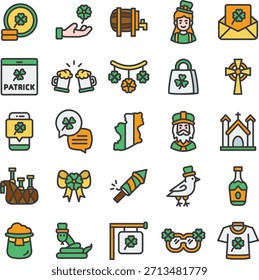 St Patrick Filled Icon Style Collection Set 2