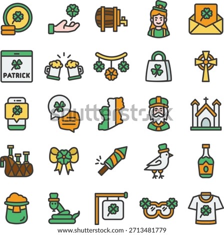St Patrick Filled Icon Style Collection Set 2