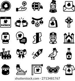 Conjunto de Colección St Patrick Glyph Icon Style 2