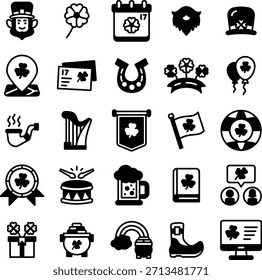 Conjunto de Colección de estilo St Patrick Glyph Icon 1