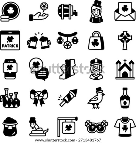 St Patrick Glyph Icon Style Collection Set 2