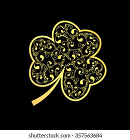 St patrick golden icon on black background. vector illustration