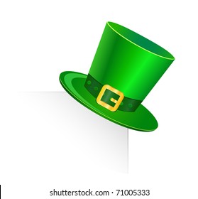 st patrick green hat on blank page. Illustration isolated on white background