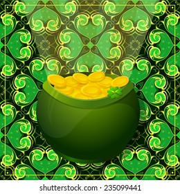 St Patrick greeting card with seamless clover ornament. EPS-10