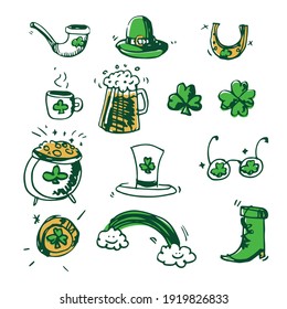 St. Patrick hand draw vector icons 