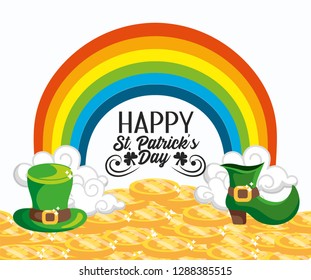 st patrick hat and boot in the gold coins