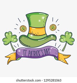 st patrick hat with clovers and coins with ribbon