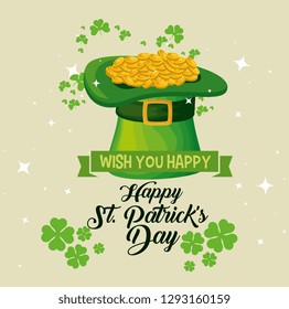 st patrick hat with gold coins and clovers