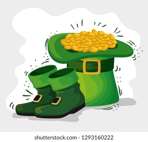 st patrick hat with gold coins and boots