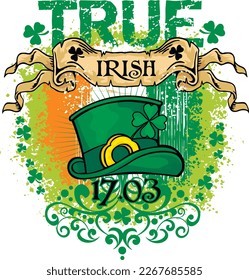 st. Patrick hat, grunge vintage design t shirts