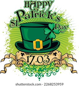 st. Patrick hat, grunge vintage design t shirts