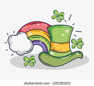 st patrick hat with rainbow and clovers