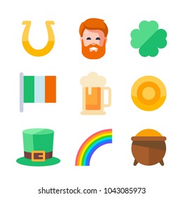St. Patrick icon set. Flat style collection.