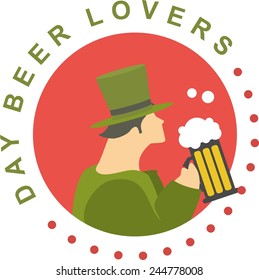  St. Patrick with the image of a man in a suit leprechaun drinking beer in black and color