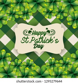 st patrick label with clovers to celebration