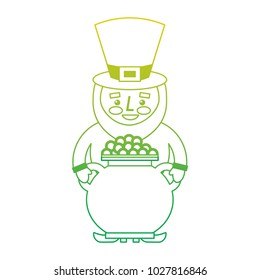 st patrick leprechaun holding pot full coins treasure
