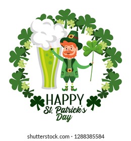 st patrick man with beer glass and clovers