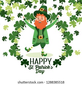 st patrick man celebrating with clovers plants