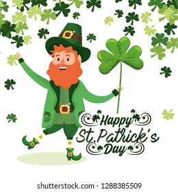 st patrick man with hat and beards with clovers