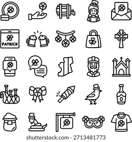 Conjunto de Colección de estilo de icono de contorno de San Patricio 2