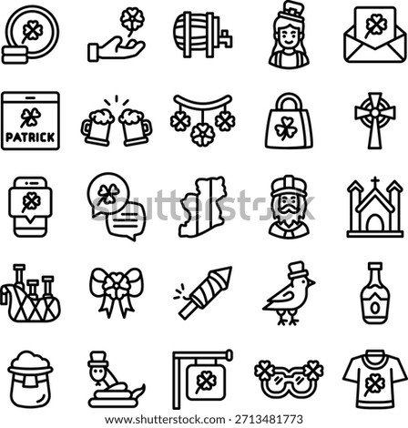 St Patrick Outline Icon Style Collection Set 2