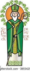 St Patrick, The Patron Saint Of Ireland. Vector Illustration.