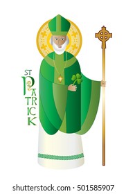 St Patrick, the patron saint of Ireland. Vector illustration.