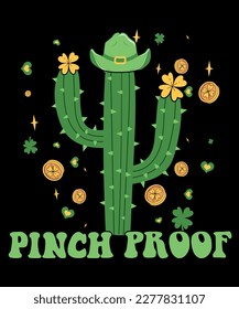 St patrick pinch proof cactus western t-shirt design