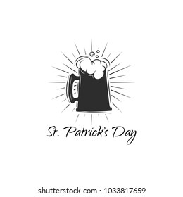 St. Patrick s Day Beer lettering text card. Vector illustration