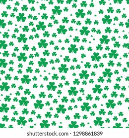St Patrick s Day Clover seamless pattern. Vector illustration for lucky spring design with shamrock. Green clover isolated on white background. Ireland symbol pattern. Irish decor for web site.