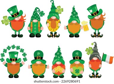 St Patrick s Day funny and cute gnomes set

