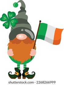 St Patrick s day gnome holding a flag of ireland