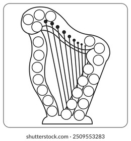 Día de San Patricio Página de actividad del marcador de puntos de arpa para niños pequeños y preescolares