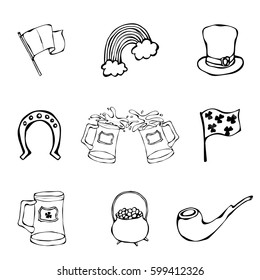 St. Patrick s Day Icons Collection. Outline