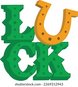 St Patrick s day luck word text logo