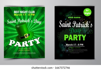 St. Patrick s Day poster set Vector illustration