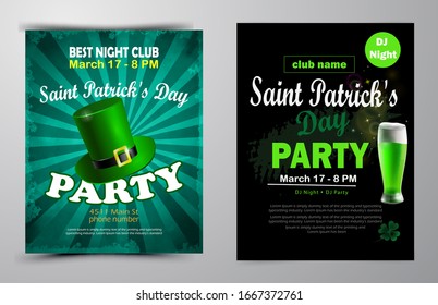 St. Patrick s Day poster set Vector illustration