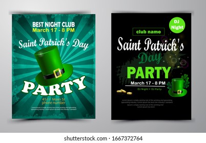 St. Patrick s Day poster set Vector illustration