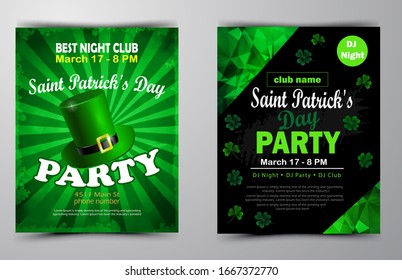St. Patrick s Day poster set Vector illustration