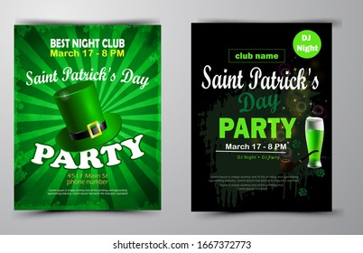 St. Patrick s Day poster set Vector illustration