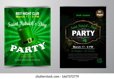 St. Patrick s Day poster set Vector illustration