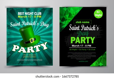St. Patrick s Day poster set Vector illustration