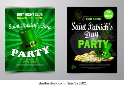 St. Patrick s Day poster set Vector illustration