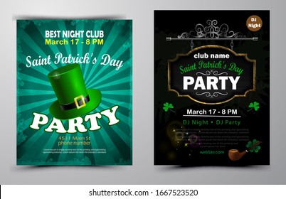 St. Patrick s Day poster set Vector illustration