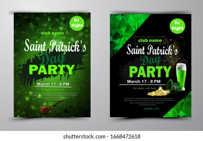 St. Patrick s Day poster set Vector illustration