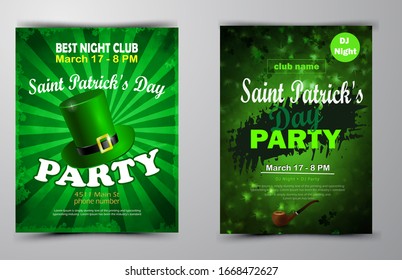 St. Patrick s Day poster set Vector illustration