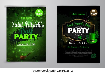 St. Patrick s Day poster set Vector illustration